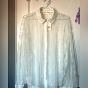 Oak + Fort White Sheer Blouse